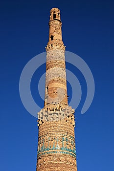 The Minaret of Jam, a UNESCO site in central Afghanistan. Showing detail of the upper part of the tower. photo