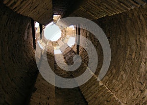 The Minaret of Jam, a UNESCO site in central Afghanistan. View of the sky through the upper opening.