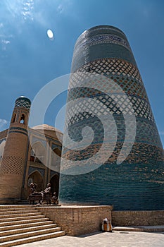 Minaret kalta minor and Muhammad amin khan madrasah in Khiva, Uzbekistan