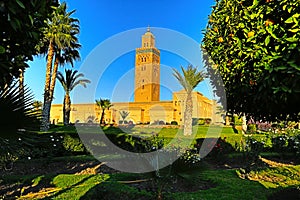 Minaret of Koutoubia Mosque in Marrakech, Morocco