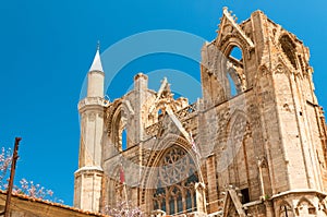 Minaret of Lala Mustafa Pasha Mosque. Famagusta, Cyprus