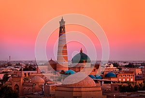 Minaret and madrasah of Islam-Khoja in the old Khiva photo