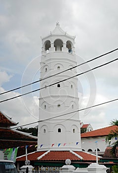 Minaret of Masjid Tengkera (Tranquerah Mosque) in Malacca