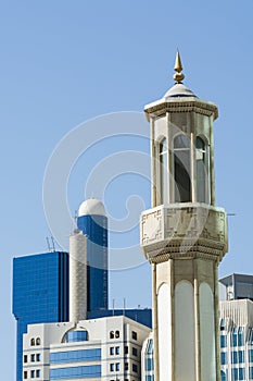 Minaret and modern architecture, Abu Dhabi