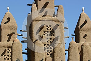 Minaret of a mosk made of mud in Mali