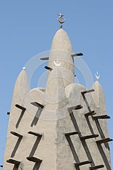 Minaret of a mosk made of mud in Mali