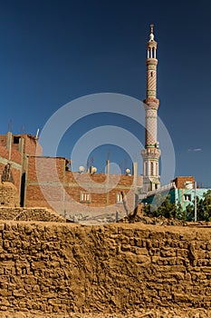 Minaret in Mut town in Dakhla oasis, Egy