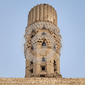 Minaret of public historic Al Hakim Mosque - The Enlightened Mosque, Moez Street, Cairo, Egypt photo