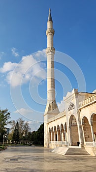 The minaret of the Sabanci Central Mosque at its northwest corner photo