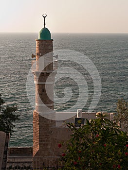 Minaret with sea background