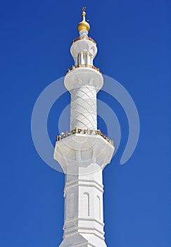 Minaret of Sheikh Zayed Mosque in Abu Dhabi