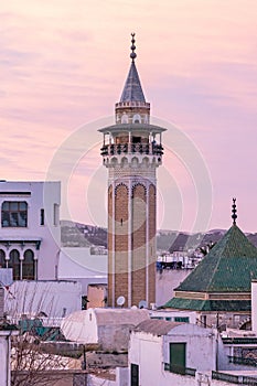 Minaret of the Sidi Youssef Mosque in the Medina of Tunis