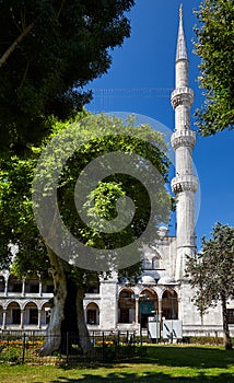 The minaret of Sultan Ahmed Mosque, Istanbul