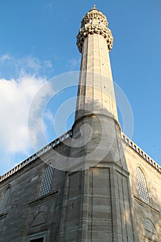 Minaret in SÃÂ¼leymaniye Mosque Istanbul, Turkey photo