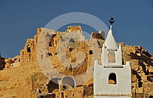 Minaret in a troglodytic village