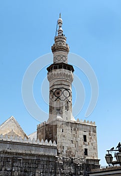 The Minaret of Umayyad Mosque in Damascus, Syria.