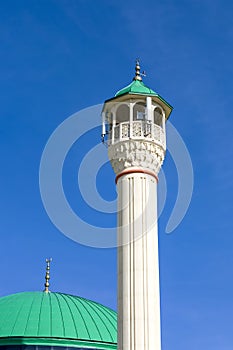 The minaret view of Organized Industrial Area Mosque in Isparta.