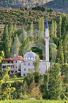 The minaret view of Organized Industrial Area Mosque in Isparta.