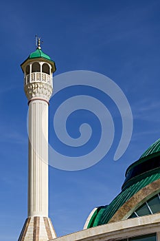 The minaret view of Organized Industrial Area Mosque in Isparta.