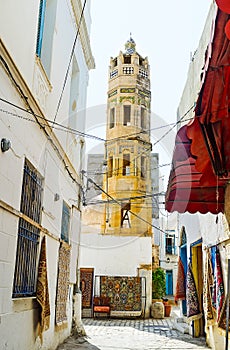 The minaret of Zaouia Zakkar mosque, Sousse, Tunisia