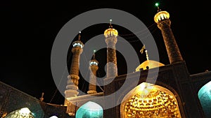 Minarets and dome of Fatima Masumeh Shrine in Qom, Iran