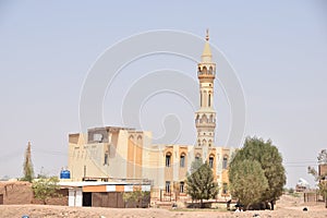 Minarets of Islamic mosques from the `Lamab` and `Rimila` neighborhoods in Khartoum, Sudan in the neighborhoods inhabited by middl