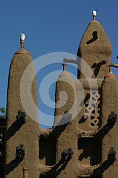 Minarets of a mosk made of mud in Mali