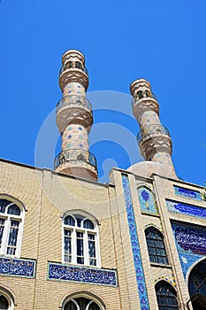 The minarets of Tabriz central mosque or Jameh mosque , Iran