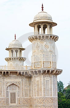 Minarets at the Tomb of I timad ud Daulah in Agra photo