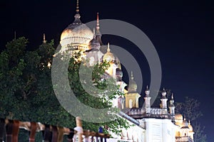 The minars of the Charminar in Hyderabad India at night