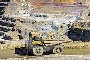 MINAS DE RIOTINTO, SPAIN - AUGUST 6, 2021: Kampus dump truck in copper mine