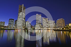 Minato Mirai 21 area at night