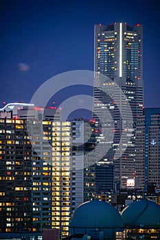 Minato Mirai townscape and fireworks