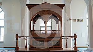 Minbar: A pulpit from which the Friday prayer is delivered