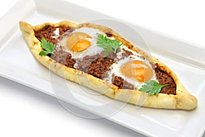 Mince meat pide, turkish pizza photo