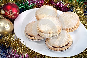 Mince pies and christmas decorations