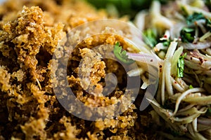 Minced catfish salad, yam pla duk foo photo