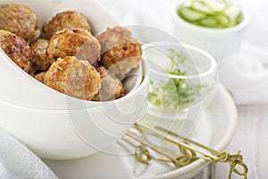 Minced meat ball in bowl