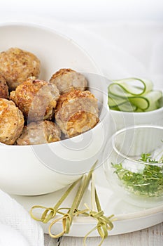 Minced meat ball in bowl