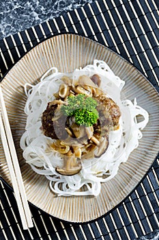 minced meat balls with mushrooms the Asian