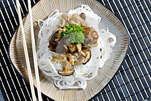 minced meat balls with mushrooms the Asian