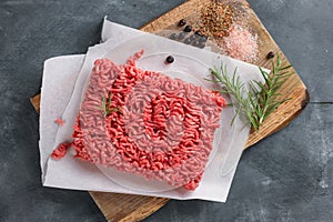 Minced meat on butcher pape