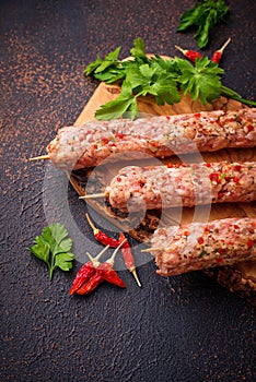 Minced meat skewers lula kebab