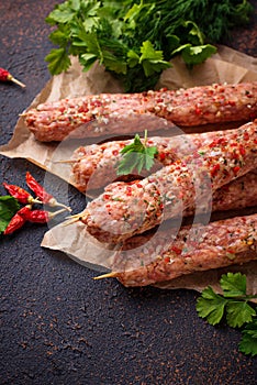 Minced meat skewers lula kebab