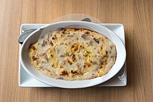 Minced meat steamed egg.