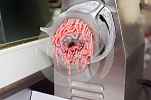 Mincer machine with fresh chopped meat