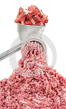 Mincer and a pile of chopped meat