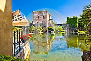 Mincio river view from idyllic village of Borghetto