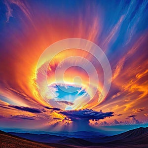 mind altering hallucinogenic sunrise seen in multidimensional dreamlike and