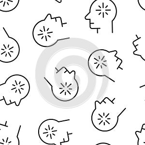 Mind awareness icon in flat style. Idea human vector illustration on white isolated background. Customer brain seamless pattern